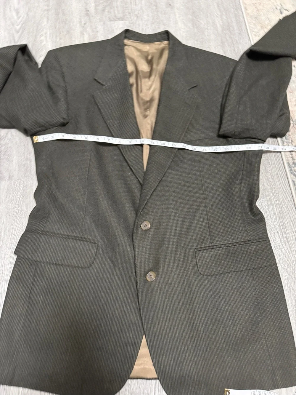 Vtg Evan Piccone Mens 42LG 34x30 Brown/Black Herringbone 100% Wool Jacket/Pants
